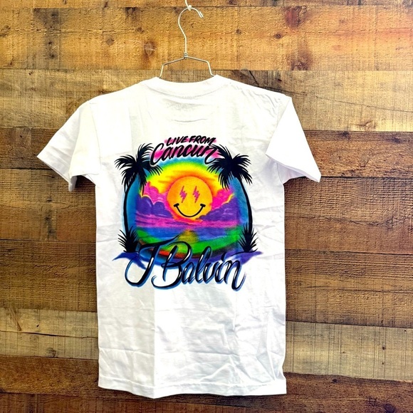 j balvin Other - J Balvin Neon Fest 2020 Cancun Mexico White Graphic T-Shirt Official Tour Merch